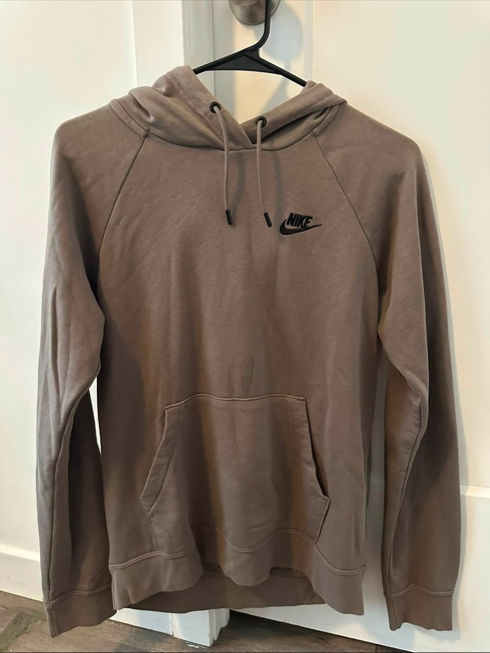 Nike Taupe Hooded Pullover Sweatshirt with Black Logo